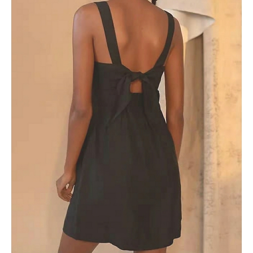 Anthropologie Maeve Twist Front Black Mini Dress Size Small Petite - Picture 6 of 16